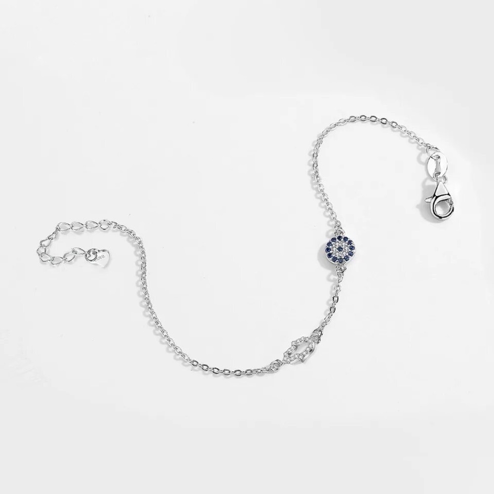 Evil Eye 925 Sterling Silver Bracelet Dainty Pendant Gift Anniversary Birthday - Picture 5 of 9